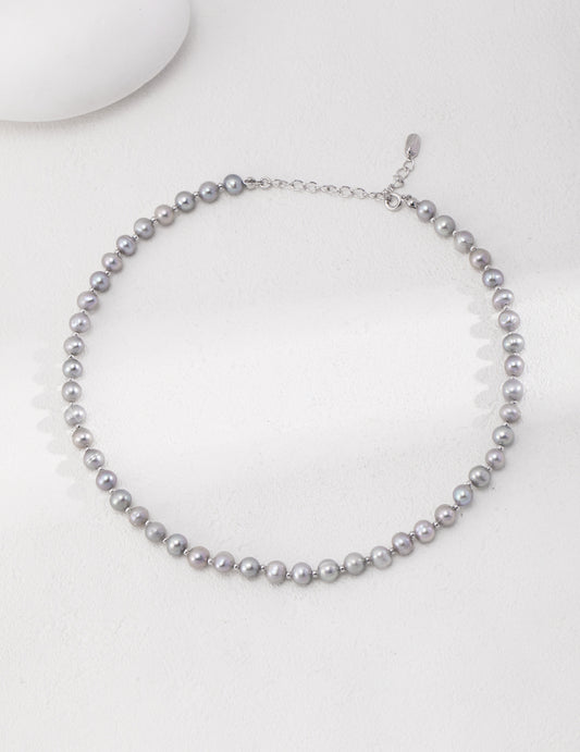 STERLING SILVER CLASSIC PEARL NECKLACE - 6.3mm