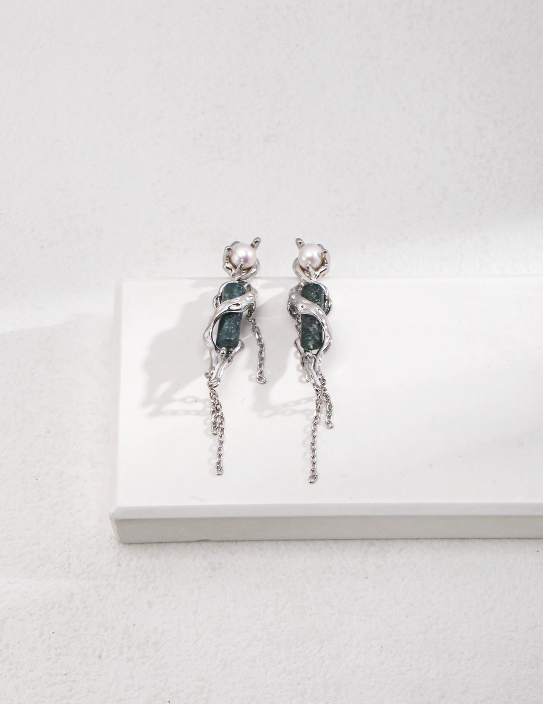 STERLING SILVER AGATE TASSEL EARRINGS