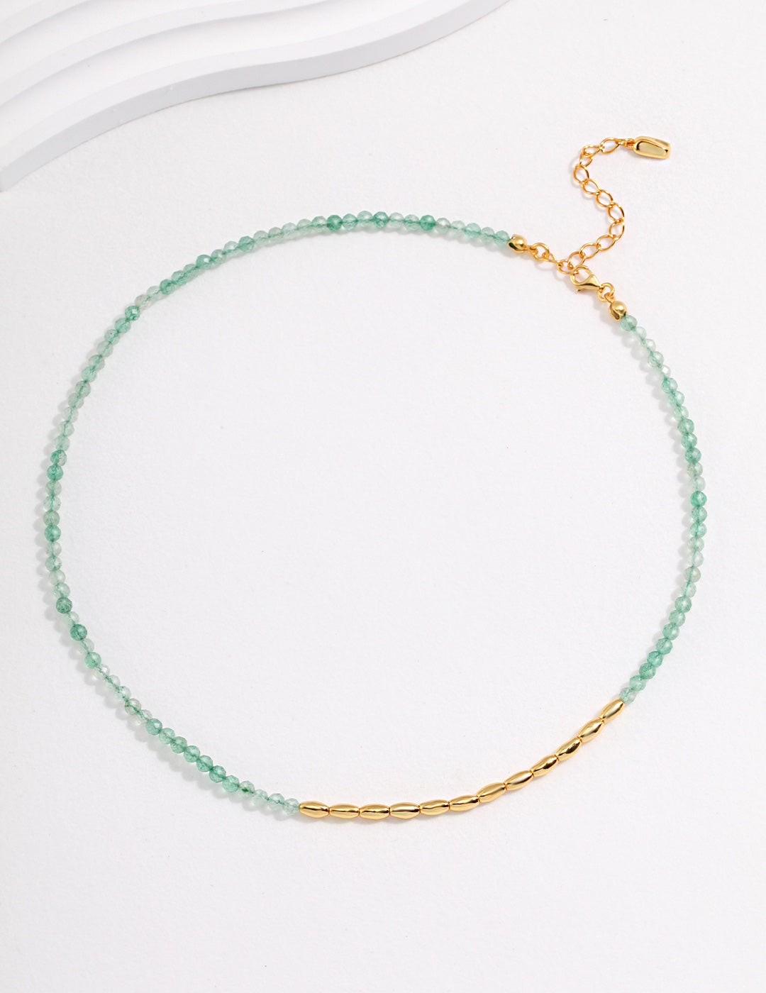 STERLING SILVER GREEN STRAWBERRY CRYSTAL NECKLACE