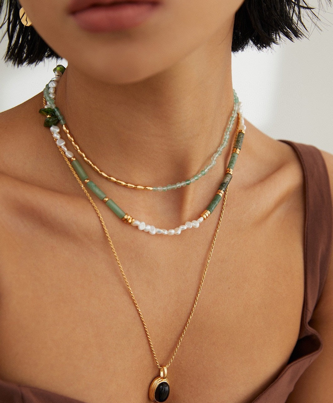 STERLING SILVER GEMSTONE PEARL NECKLACE