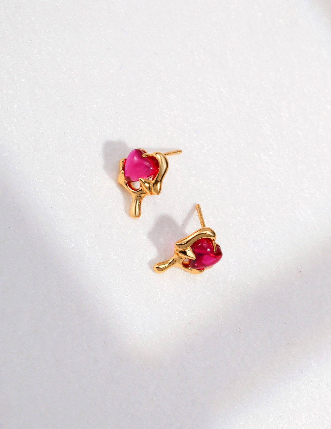 STERLING SILVER GEMSTONE HEART EARRINGS