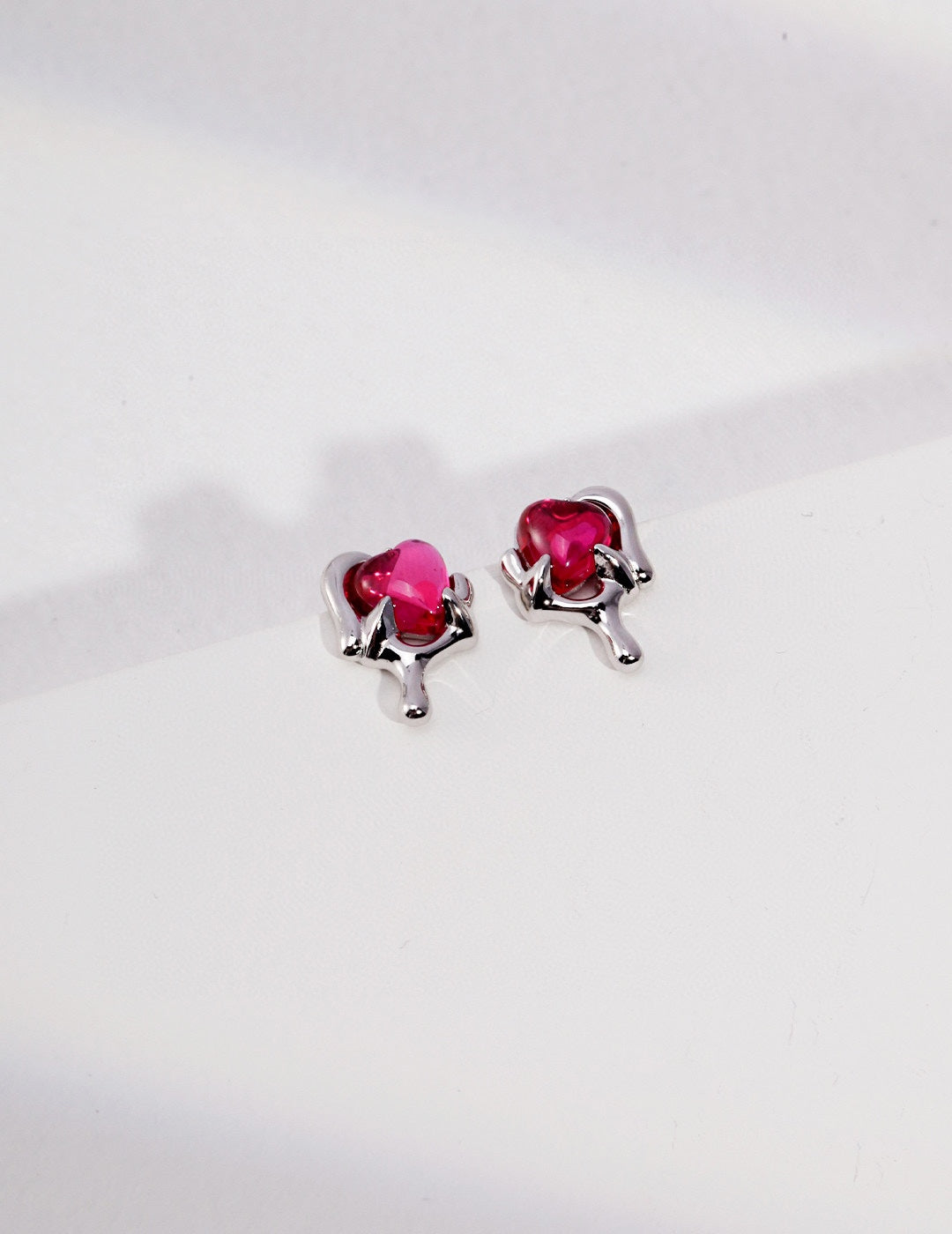 STERLING SILVER GEMSTONE HEART EARRINGS