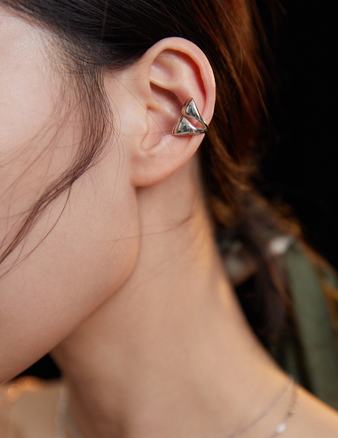 STERLING SILVER DOUBLE LAYERED EAR CUFF - SINGLE