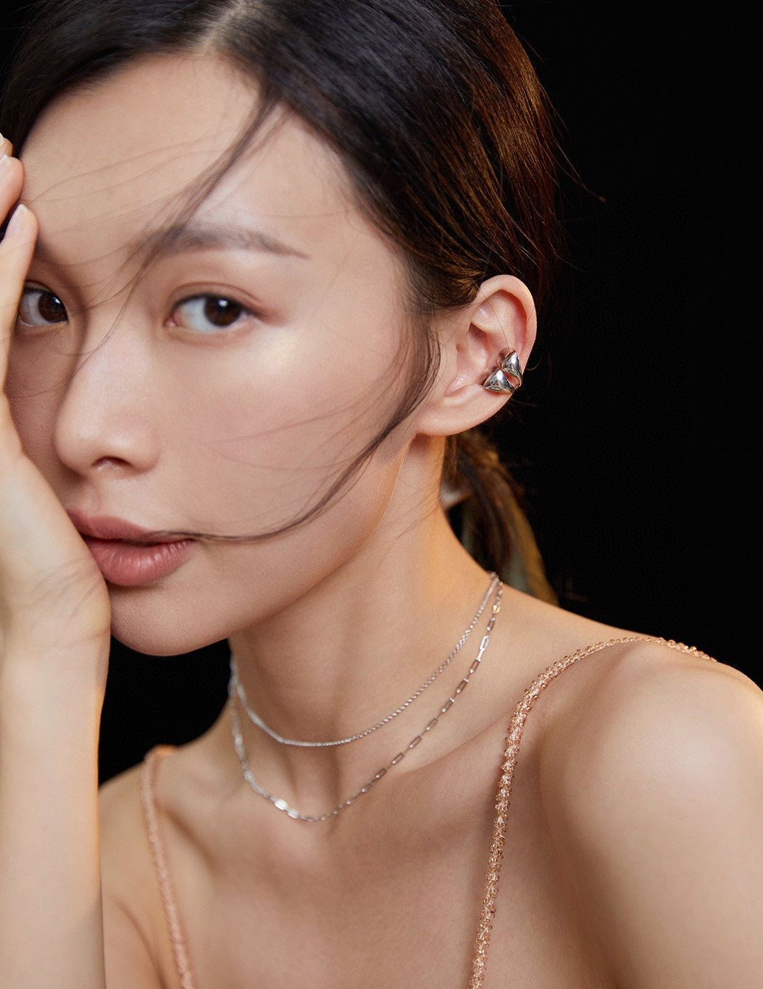 STERLING SILVER DOUBLE LAYERED EAR CUFF - SINGLE