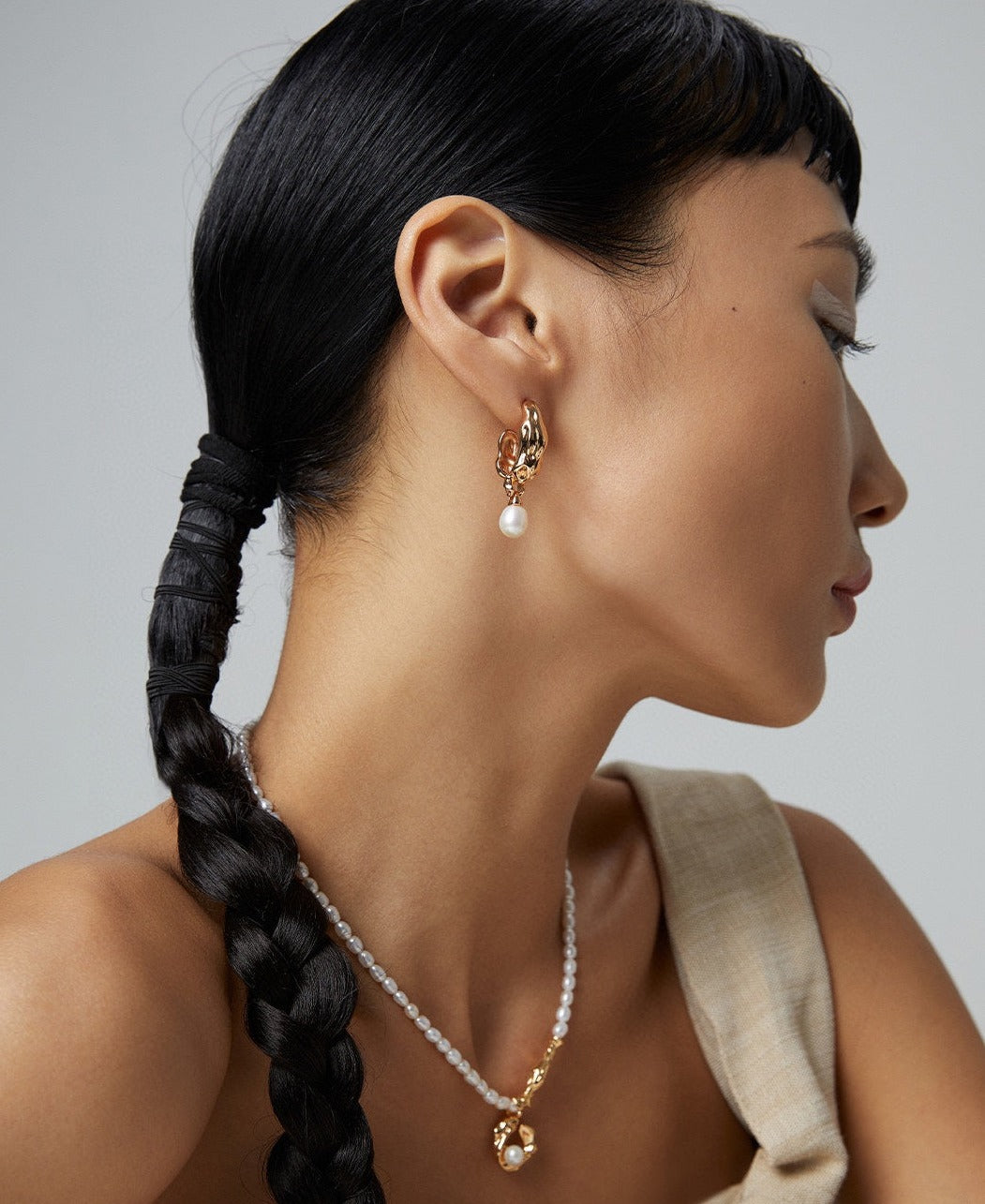 NATURAL PEARL STERLING SILVER SILK SCARF SERIES NECKLACE