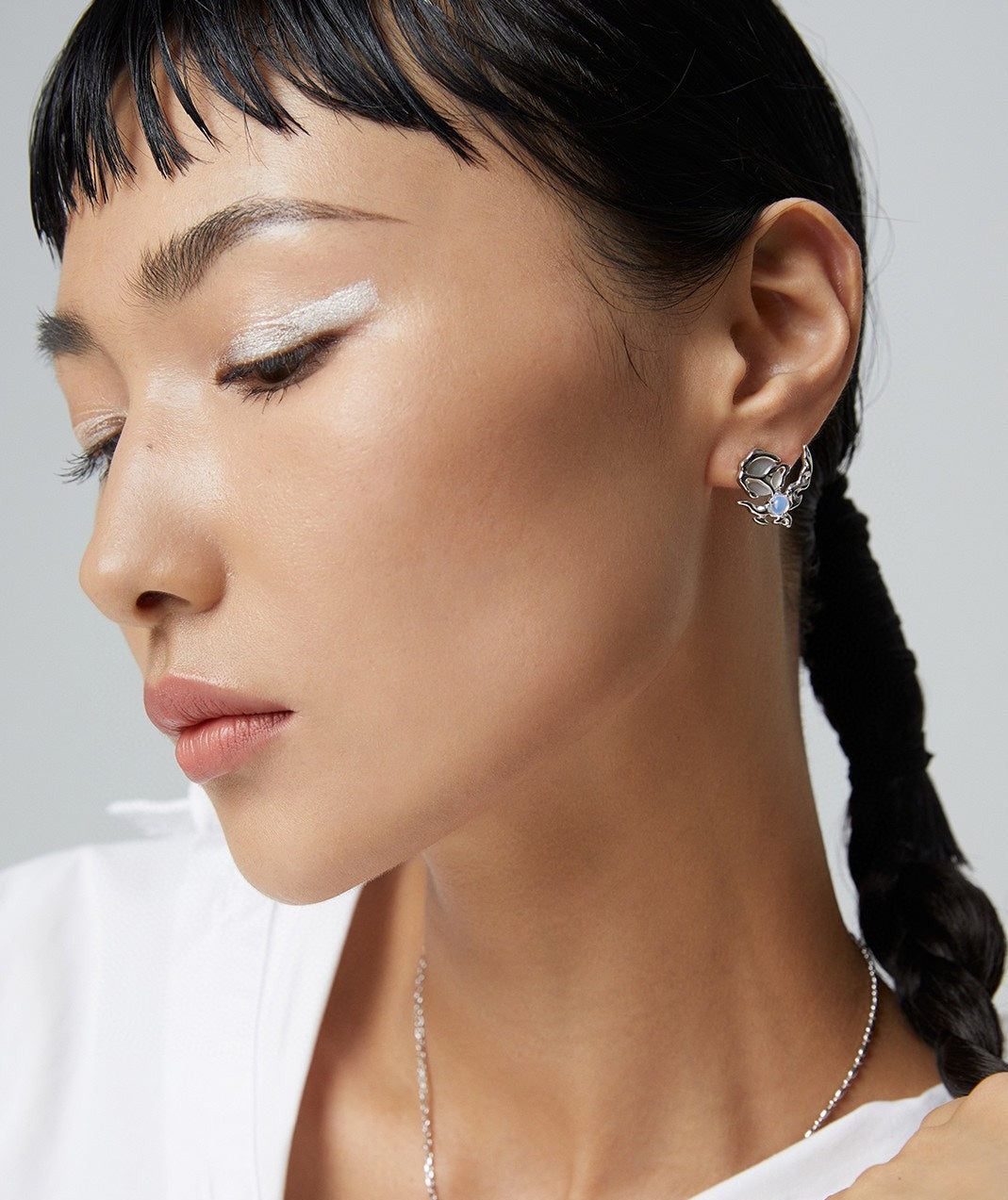 STERLING SILVER AB ASYMMETRIC EARRINGS