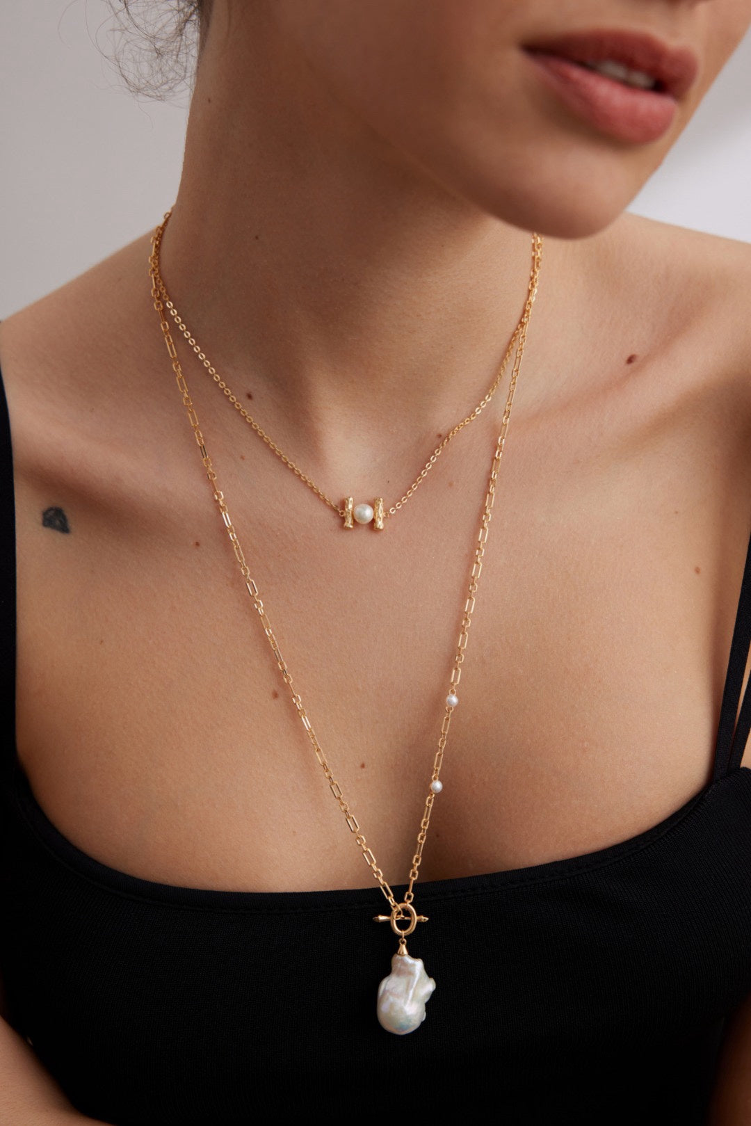 STERLING SILVER BAROQUE PEARL LONG NECKLACE