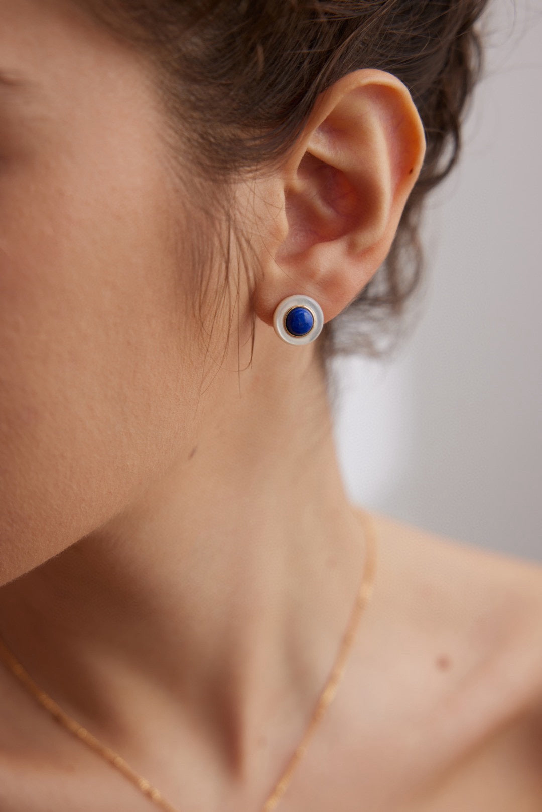 STERLING SILVER LAPIS LAZULI WHITE NACRE EARRINGS