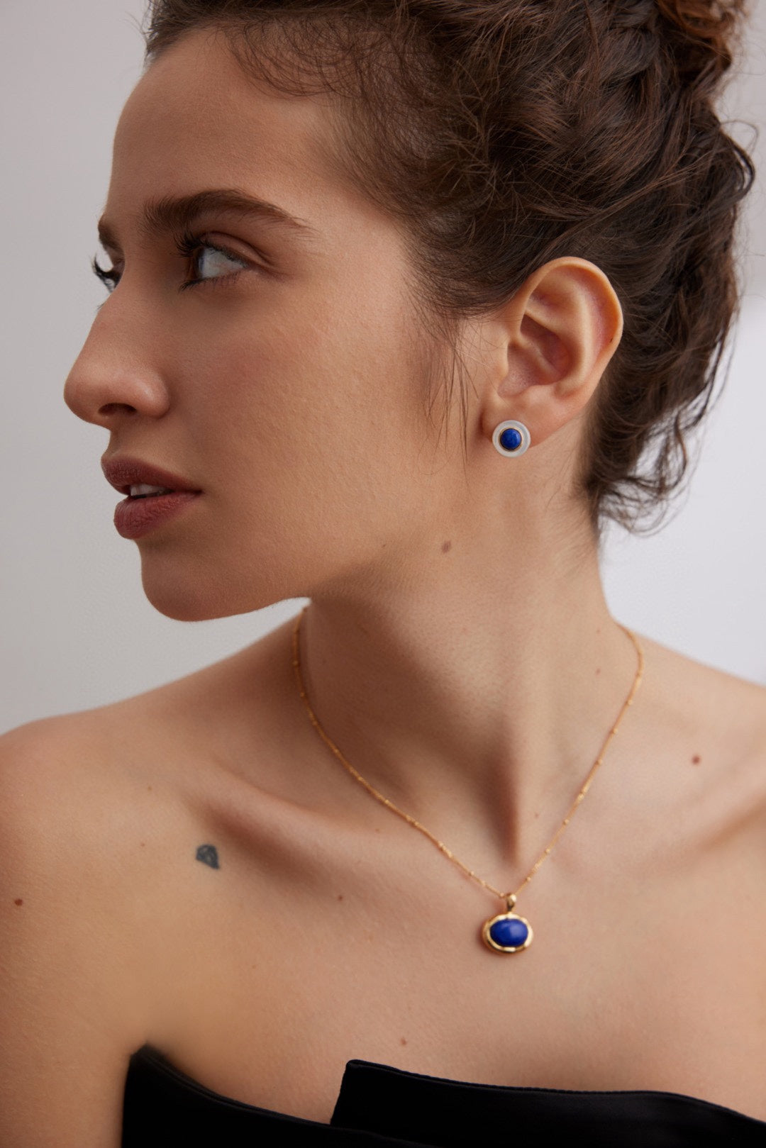 STERLING SILVER LAPIS LAZULI WHITE NACRE EARRINGS