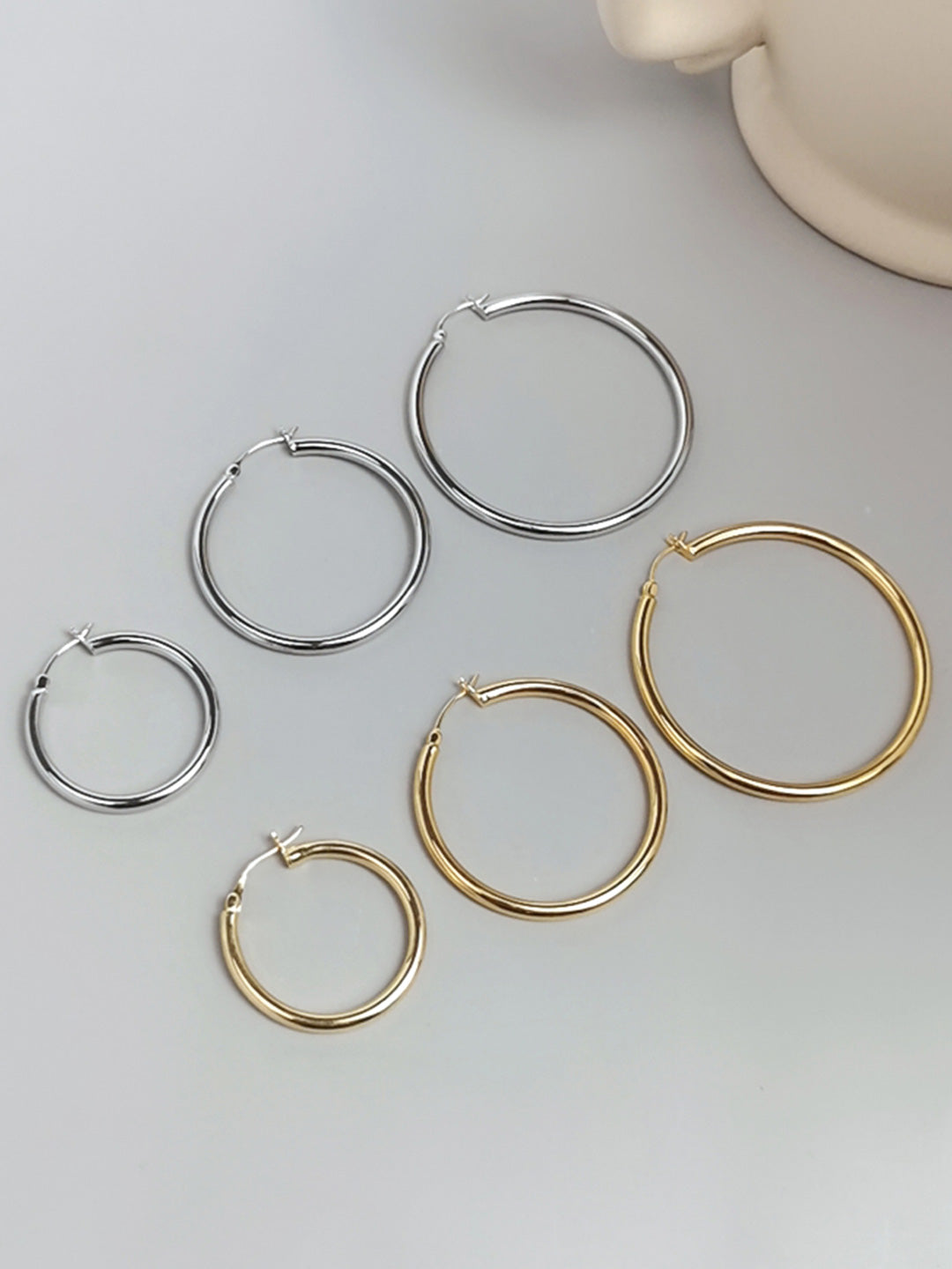 STERLING SILVER CLASSIC HOOP EARRINGS