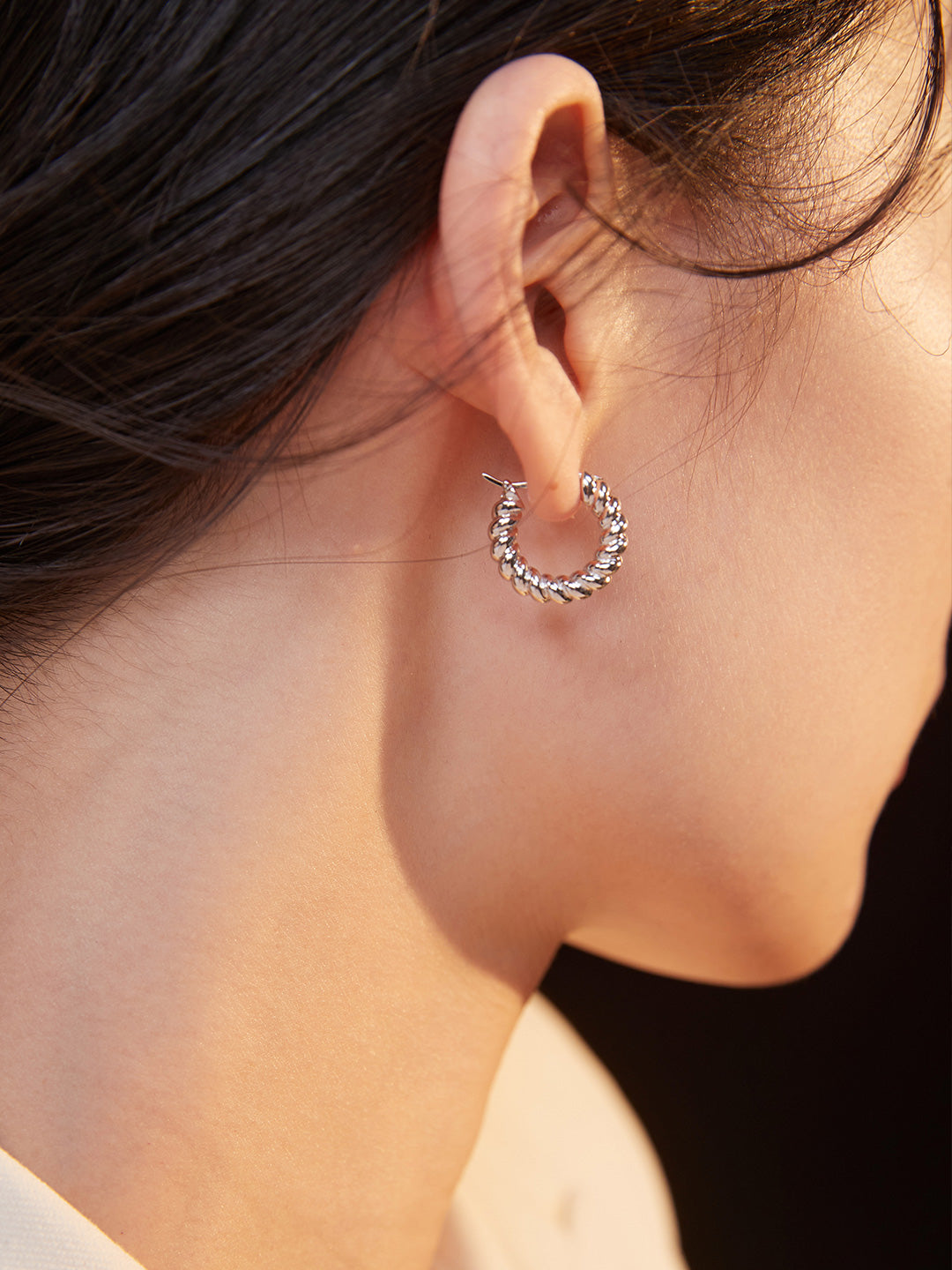 STERLING SILVER BRAIDED HOOP EARRINGS