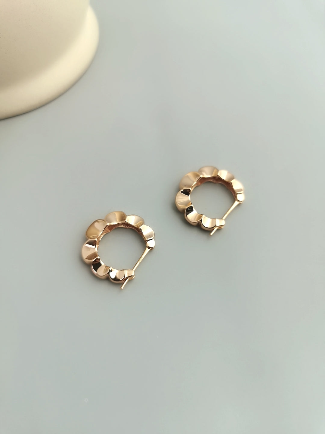 STERLING SILVER FLOWER HOOP EARRINGS
