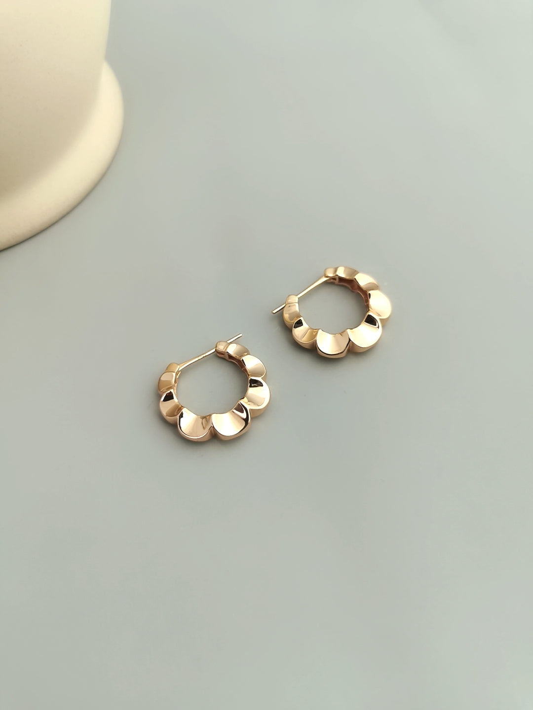 STERLING SILVER FLOWER HOOP EARRINGS