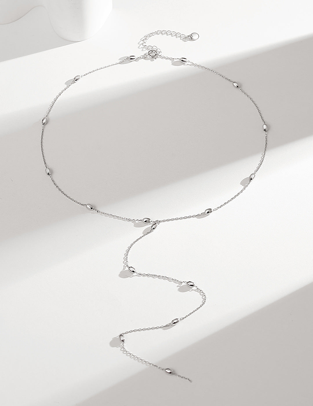 STERLING SILVER FLOWY ADJUSTABLE LONG NECKLACE