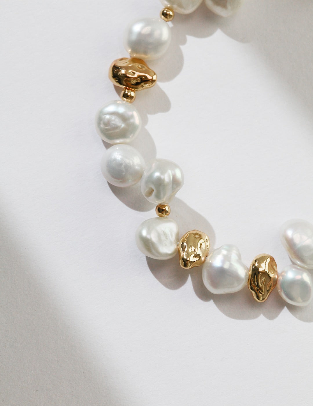 STERLING SILVER GYPSOPHILA NATURAL BAROQUE PEARL NECKLACE