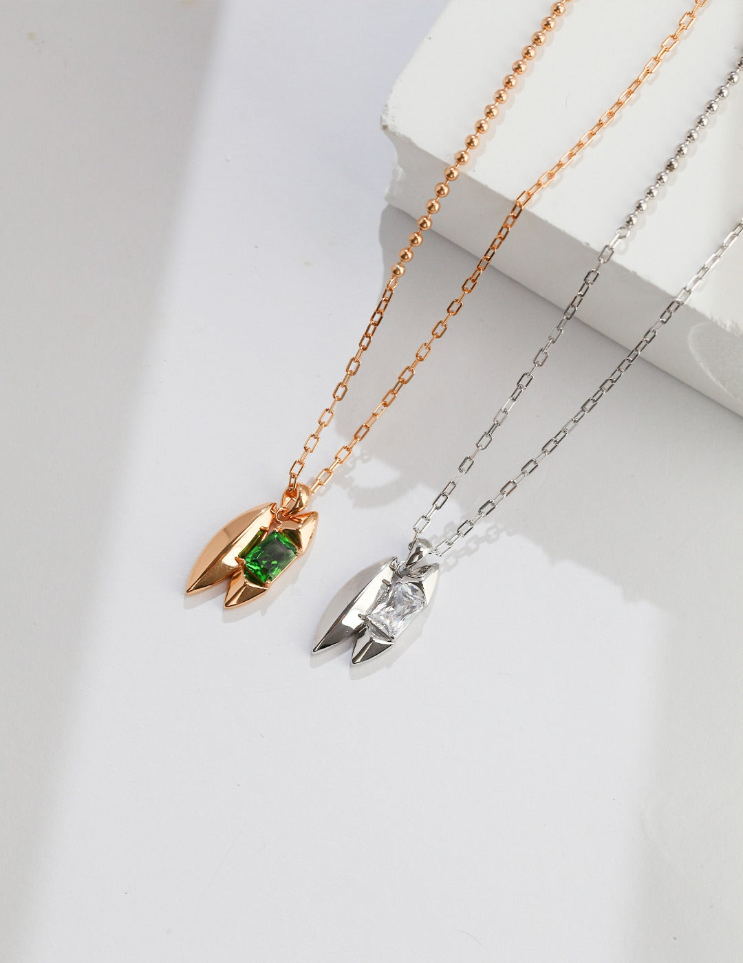 STERLING SILVER GEMSTONE LEAFY NECKLACE