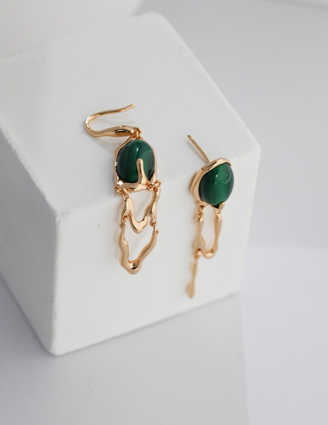 STERLING SILVER GEM STONE AB ASYMMETRIC EARRINGS