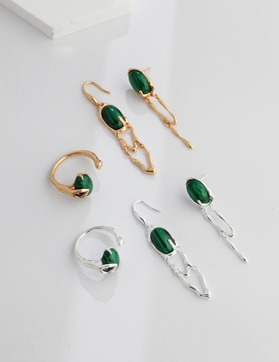 STERLING SILVER GEM STONE AB ASYMMETRIC EARRINGS