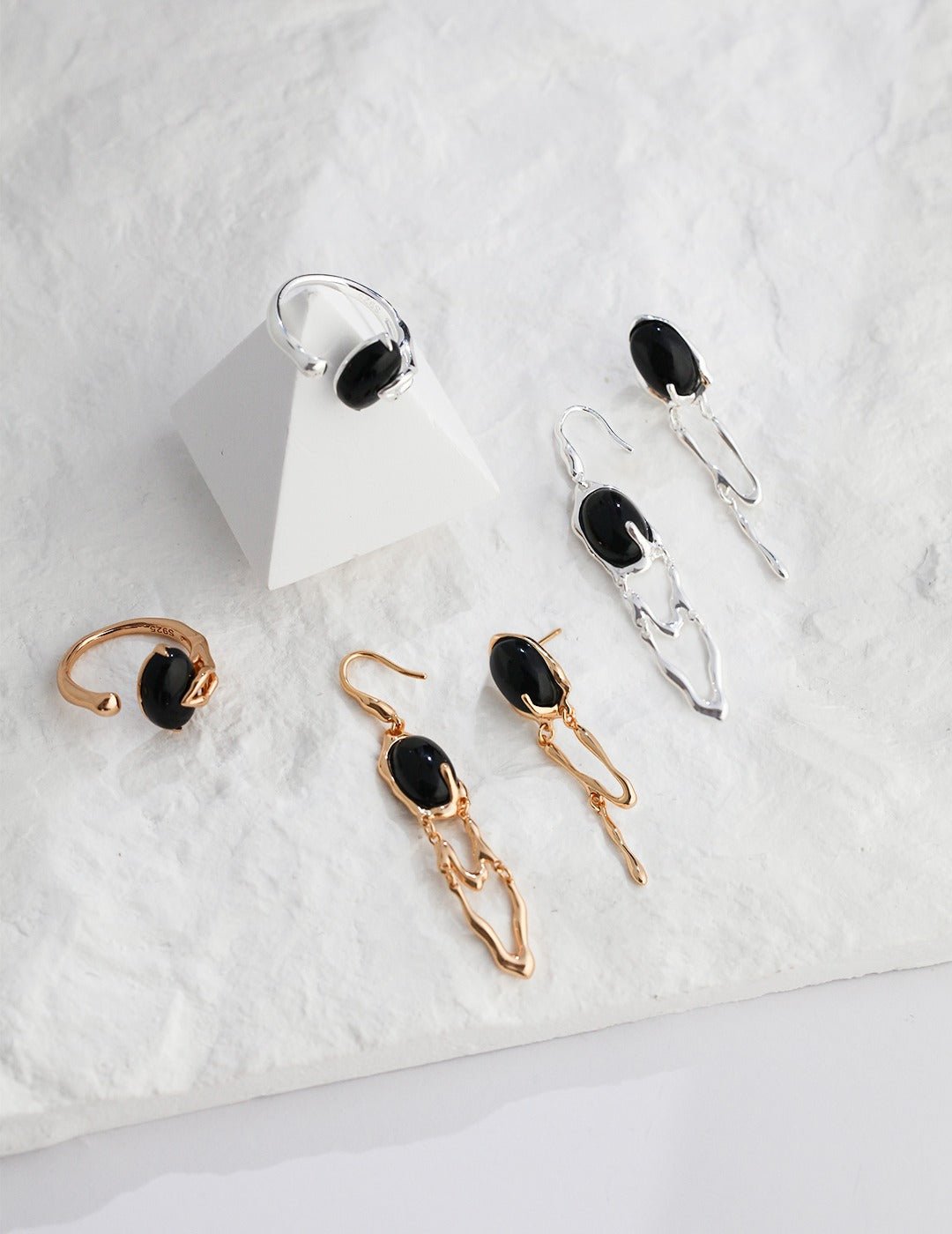 STERLING SILVER GEM STONE AB ASYMMETRIC EARRINGS