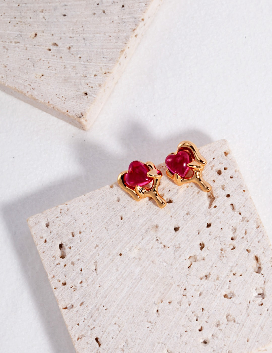 STERLING SILVER GEMSTONE HEART EARRINGS