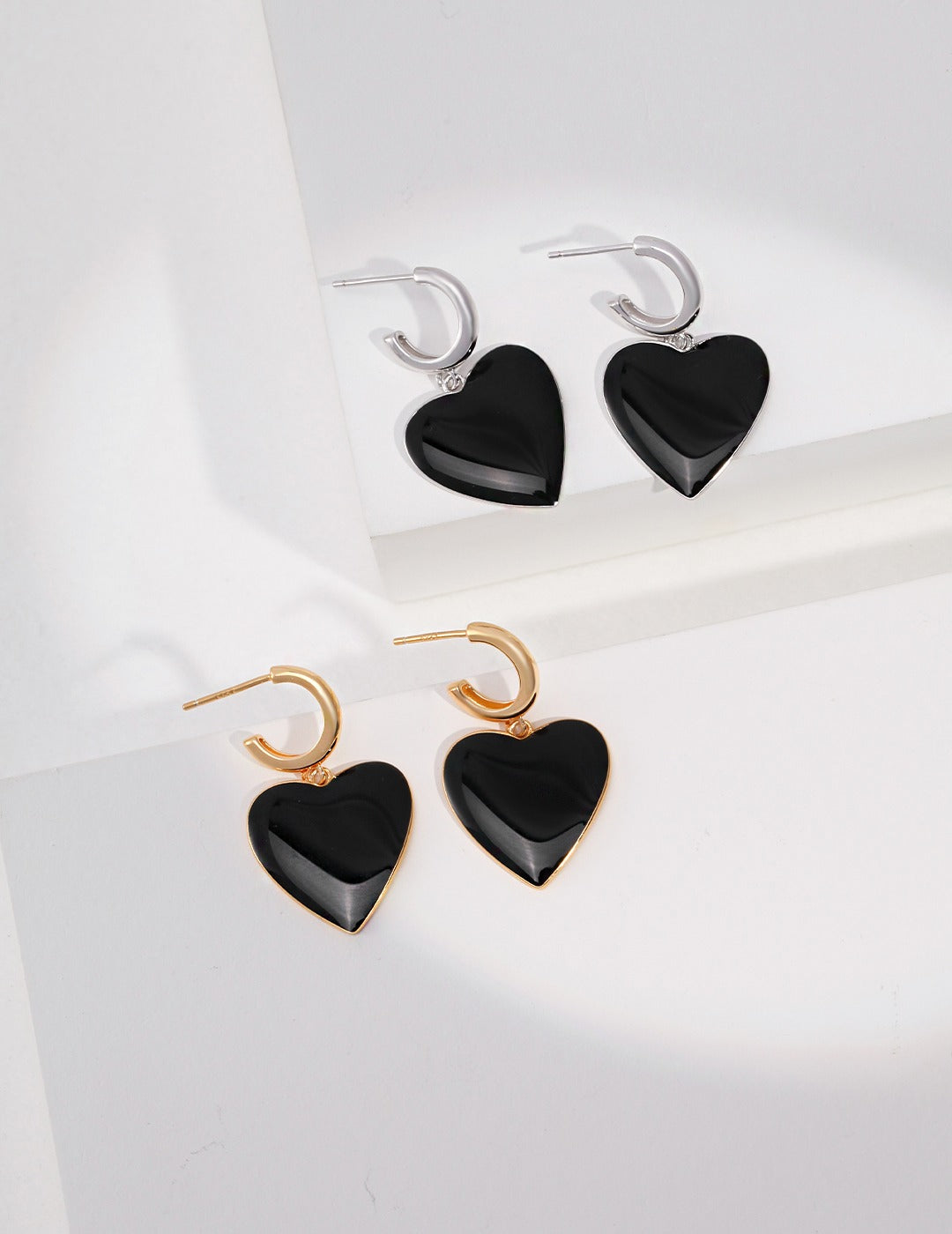 STERLING SILVER BLACK DRIP GLAZE EARRINGS