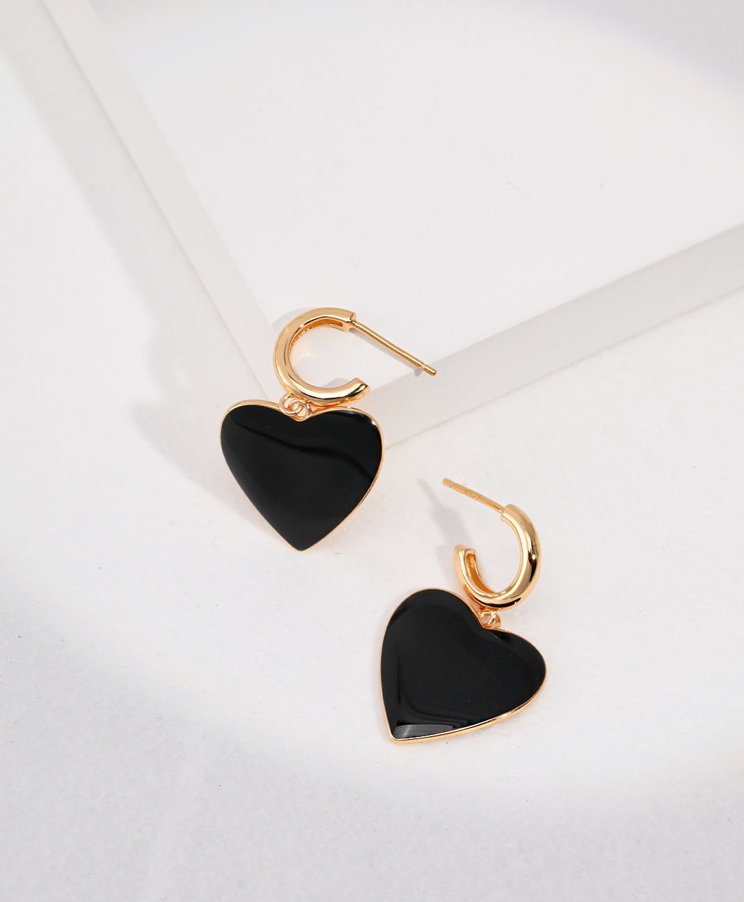 STERLING SILVER BLACK DRIP GLAZE EARRINGS