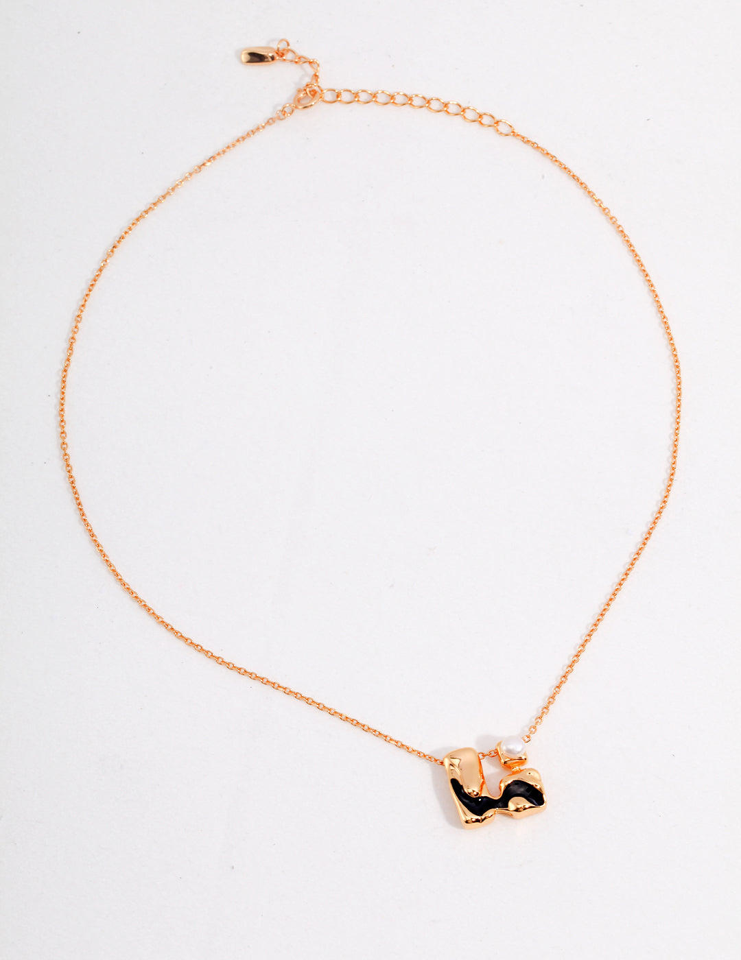 STERLING SILVER BLACK DRIP GLAZE PEARL NECKLACE