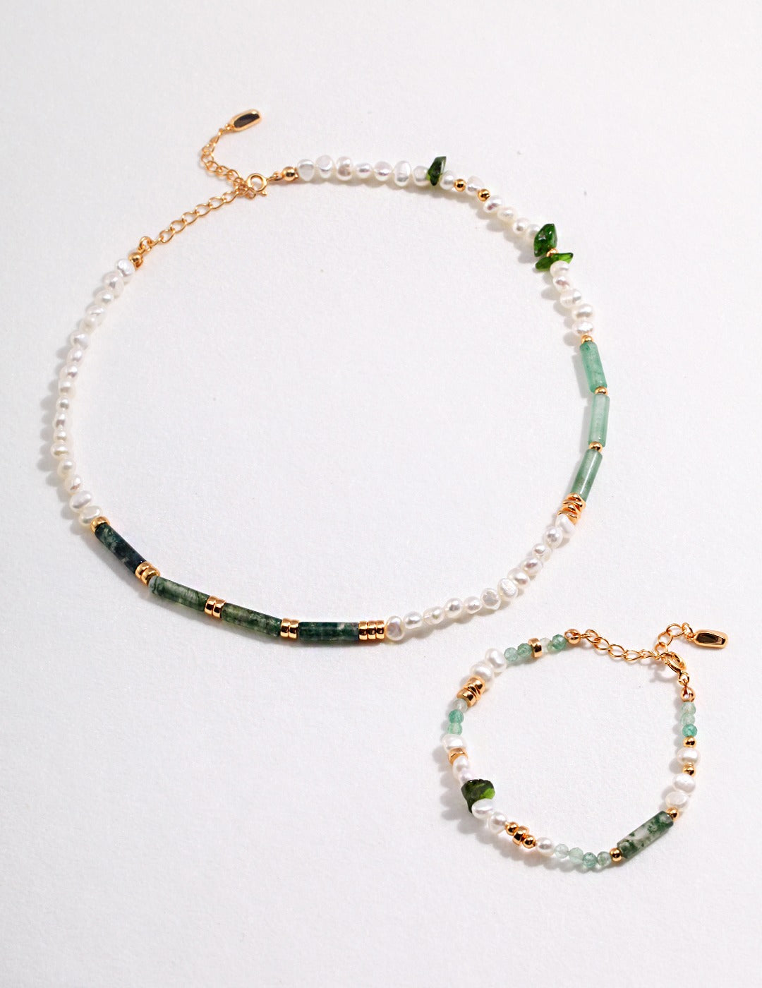 STERLING SILVER GEMSTONE PEARL NECKLACE