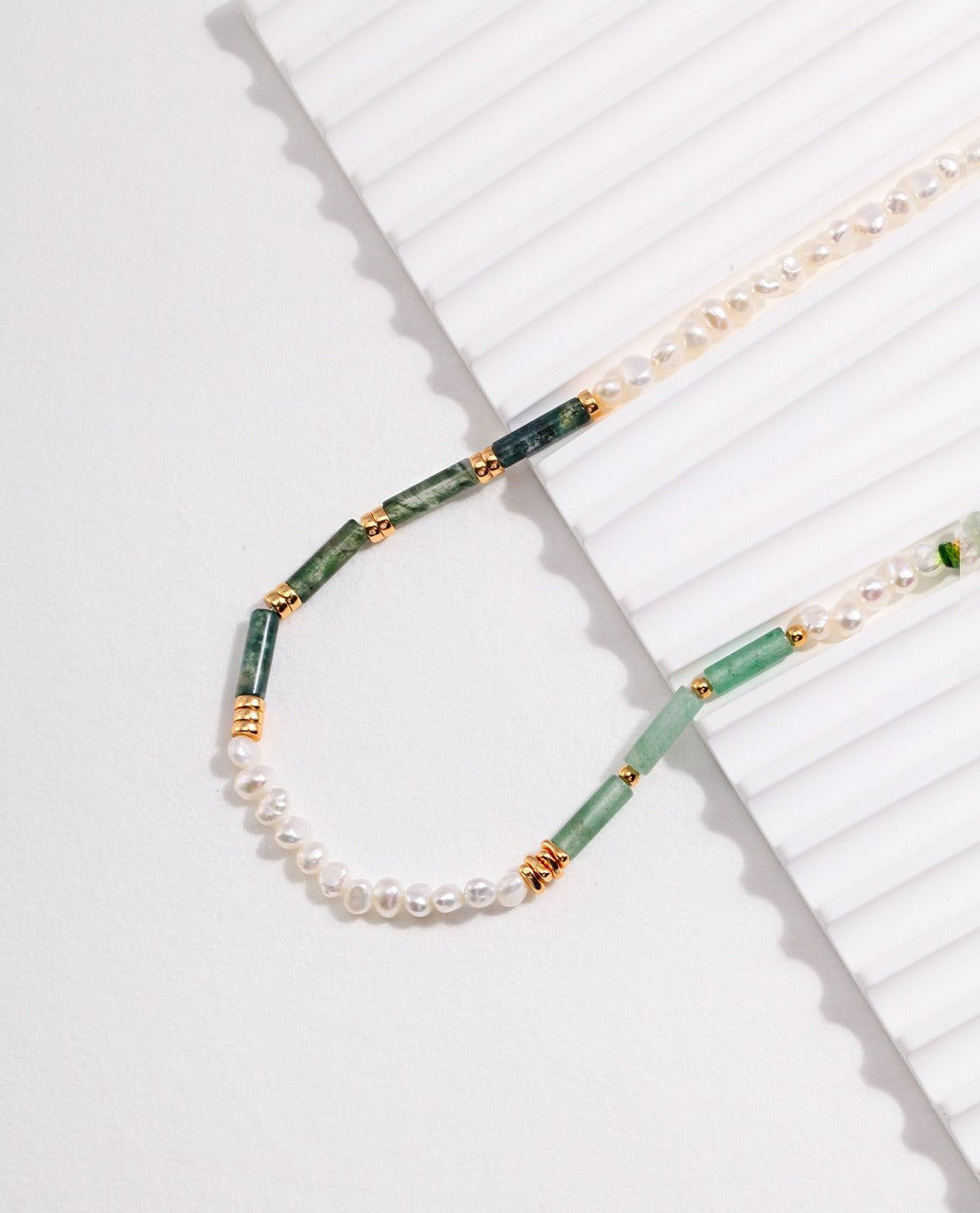 STERLING SILVER GEMSTONE PEARL NECKLACE