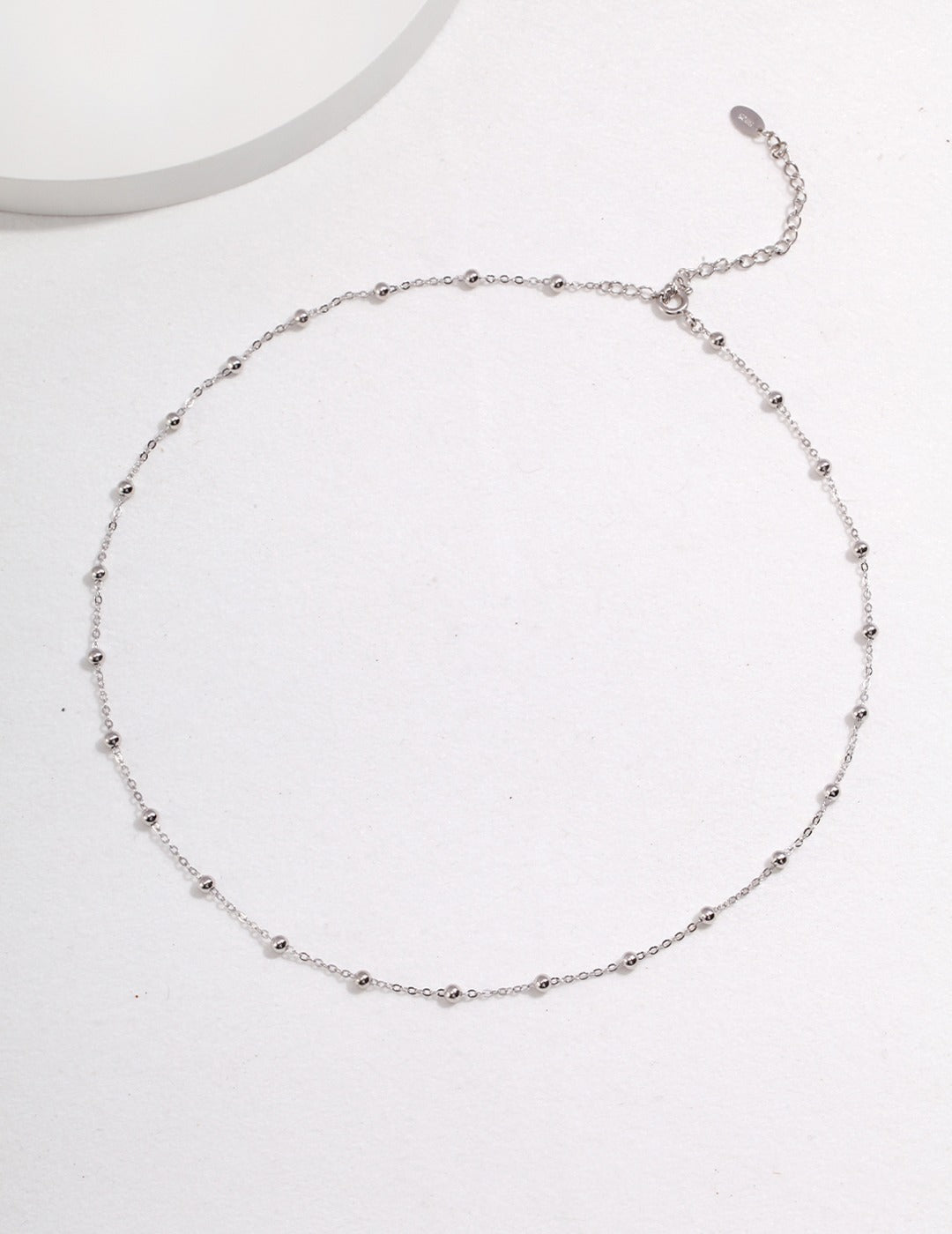 STERLING SILVER MINIMALIST BEADED STACKING NECKLACE
