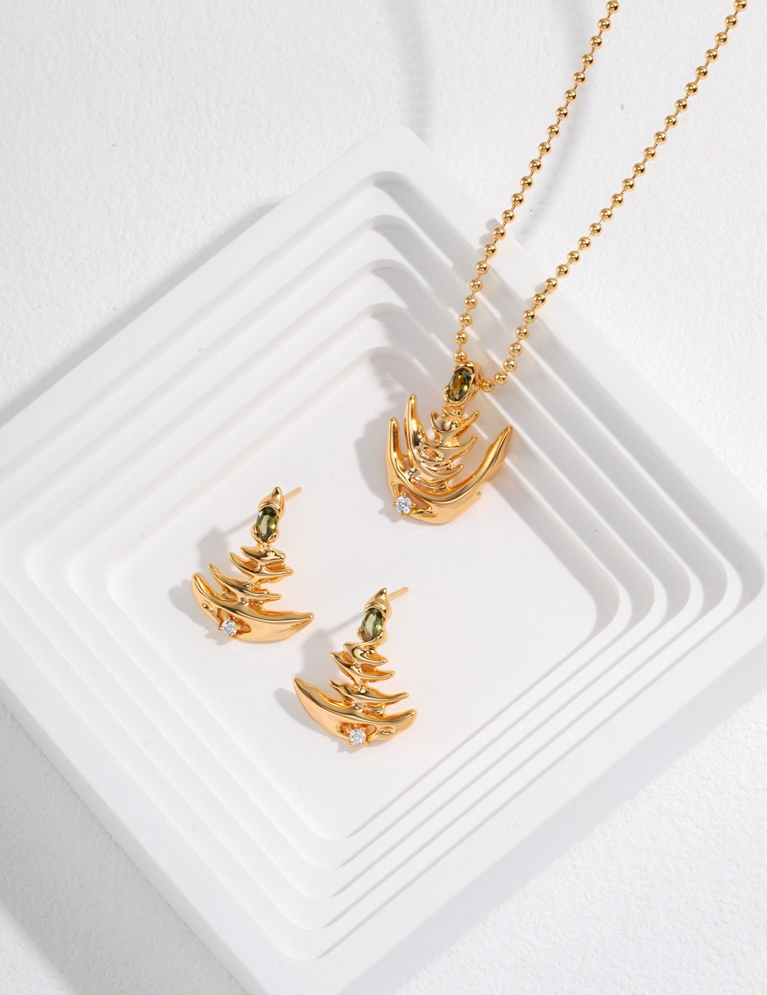 STERLING SILVER FISHBONE GEMSTONE NECKLACE