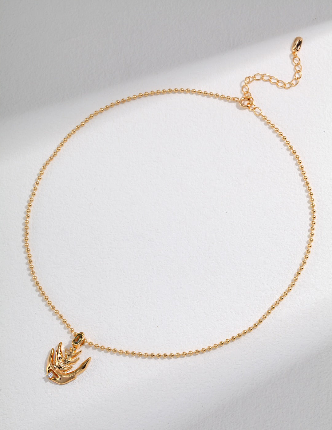 STERLING SILVER FISHBONE GEMSTONE NECKLACE