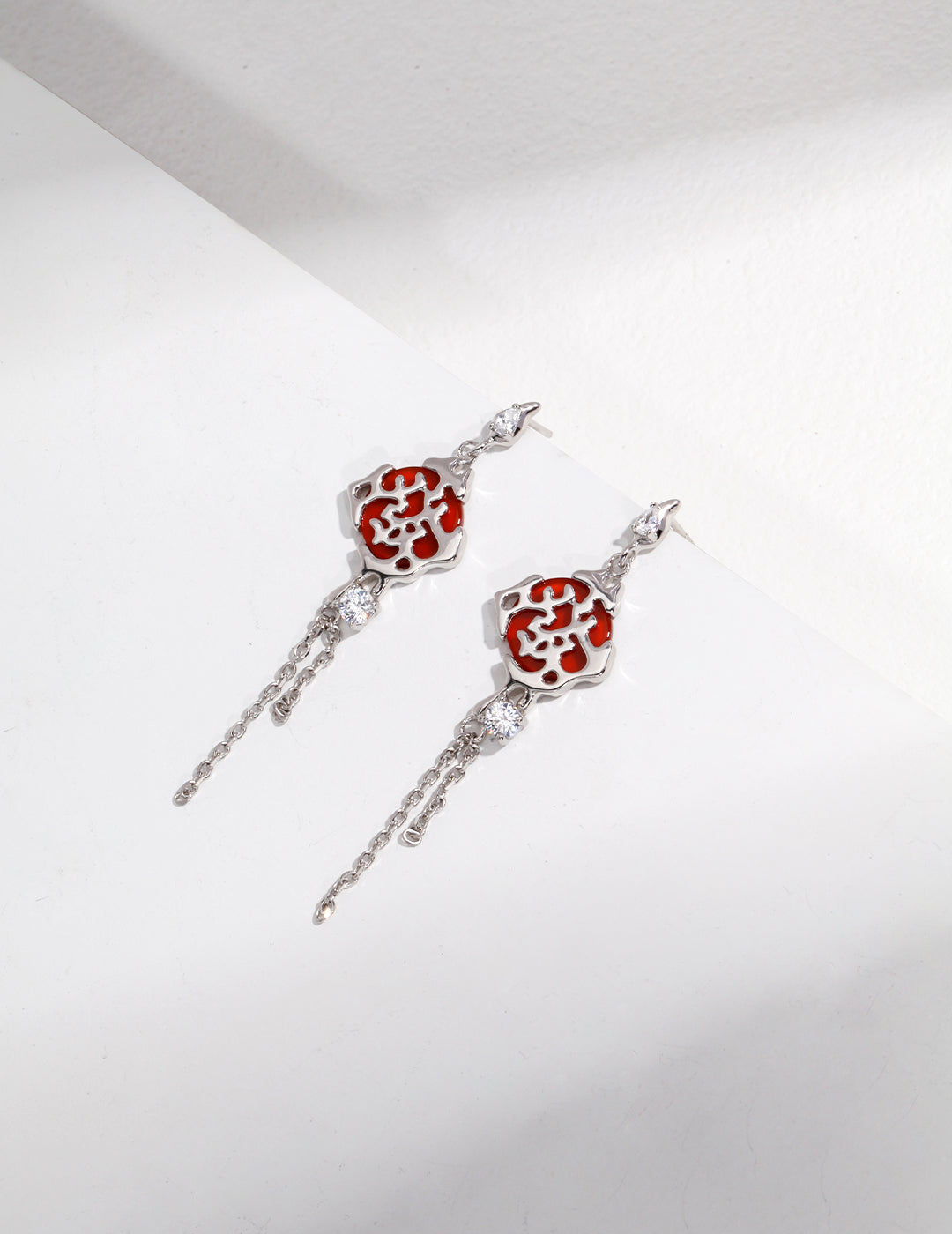 STERLING SILVER FORTUNE AB ASYMMETRIC EARRINGS