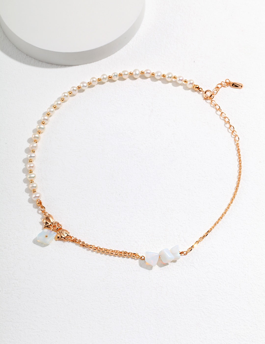 STERLING SILVER PEARL OPAL AB STYLE CHAIN NECKLACE