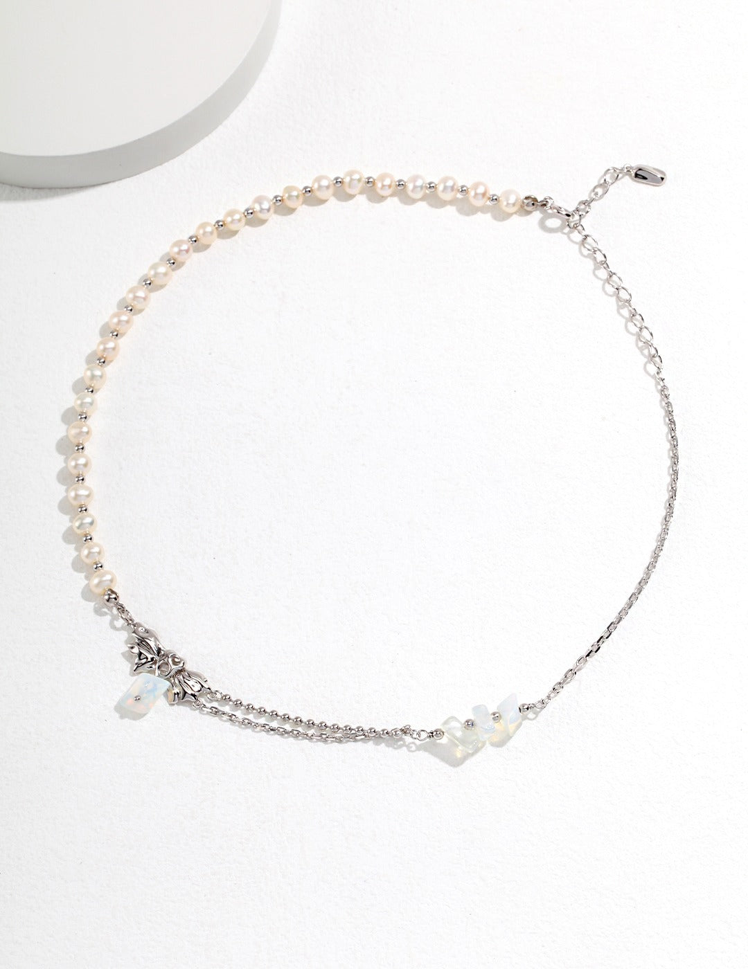 STERLING SILVER PEARL OPAL AB STYLE CHAIN NECKLACE