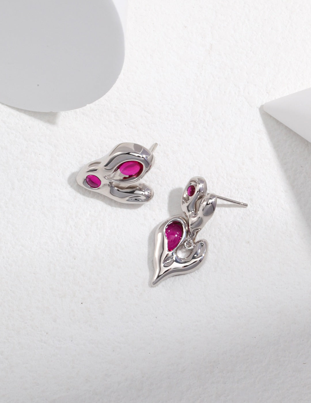 IRREGULAR SURFACE SERIES STERLING SILVER LOVE EARRINGS