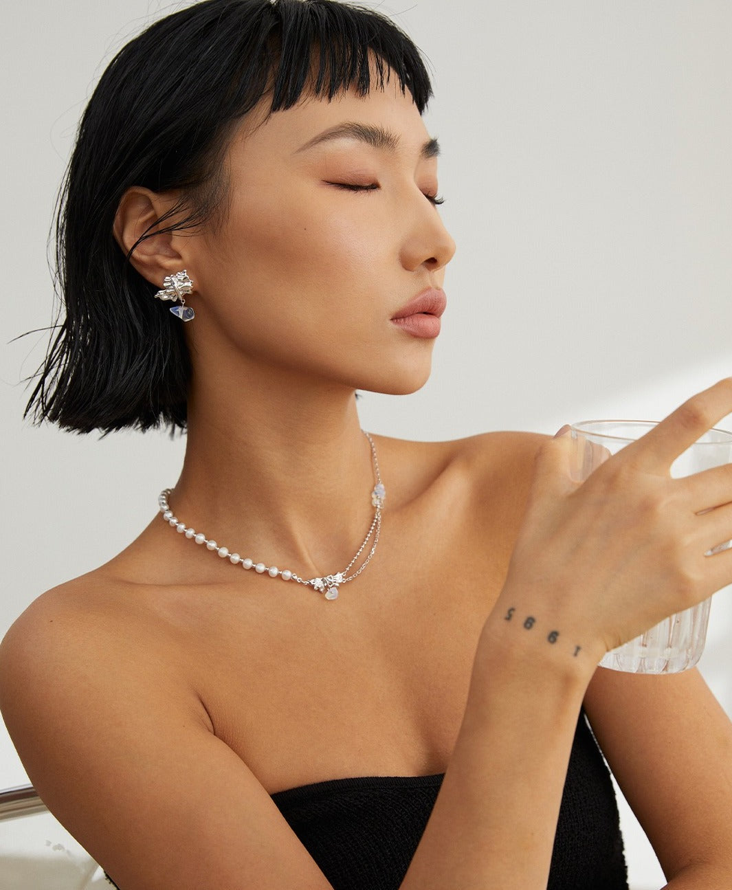 STERLING SILVER PEARL OPAL AB STYLE CHAIN NECKLACE