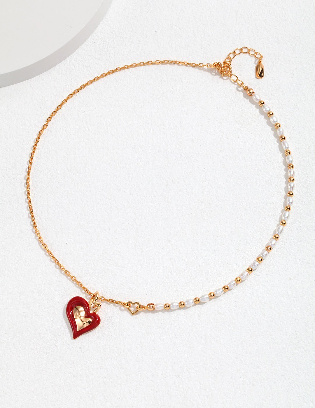 DRIPPING GLAZE LOVE SERIES STERLING SILVER PEARL NECKLACE