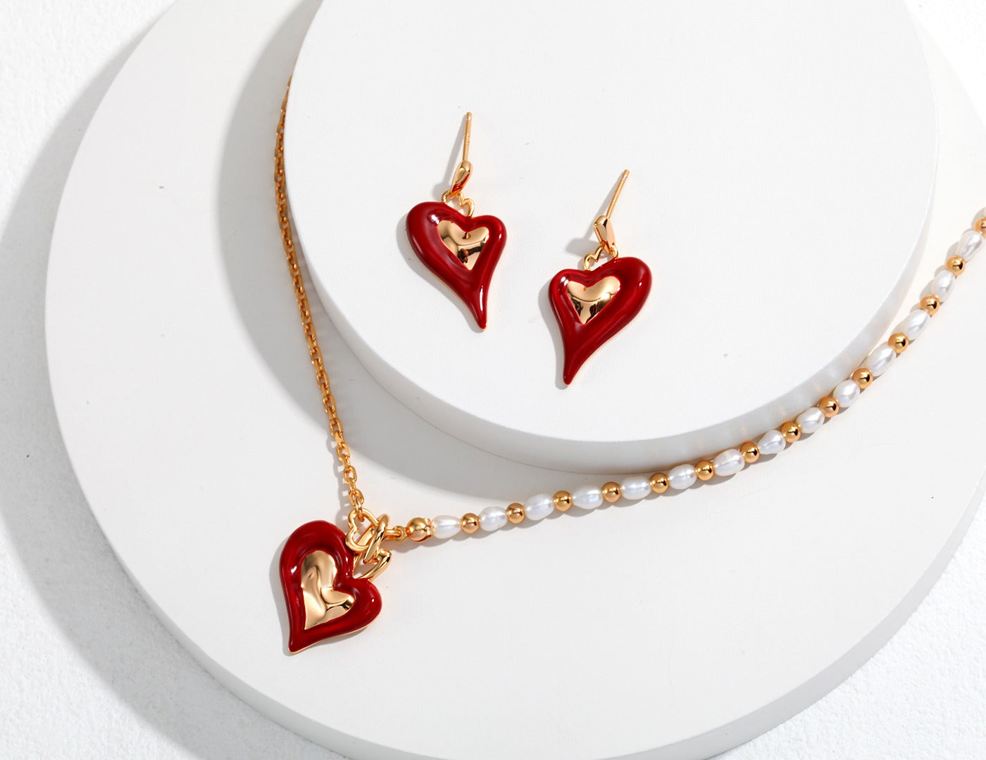 DRIPPING GLAZE LOVE SERIES STERLING SILVER PEARL NECKLACE