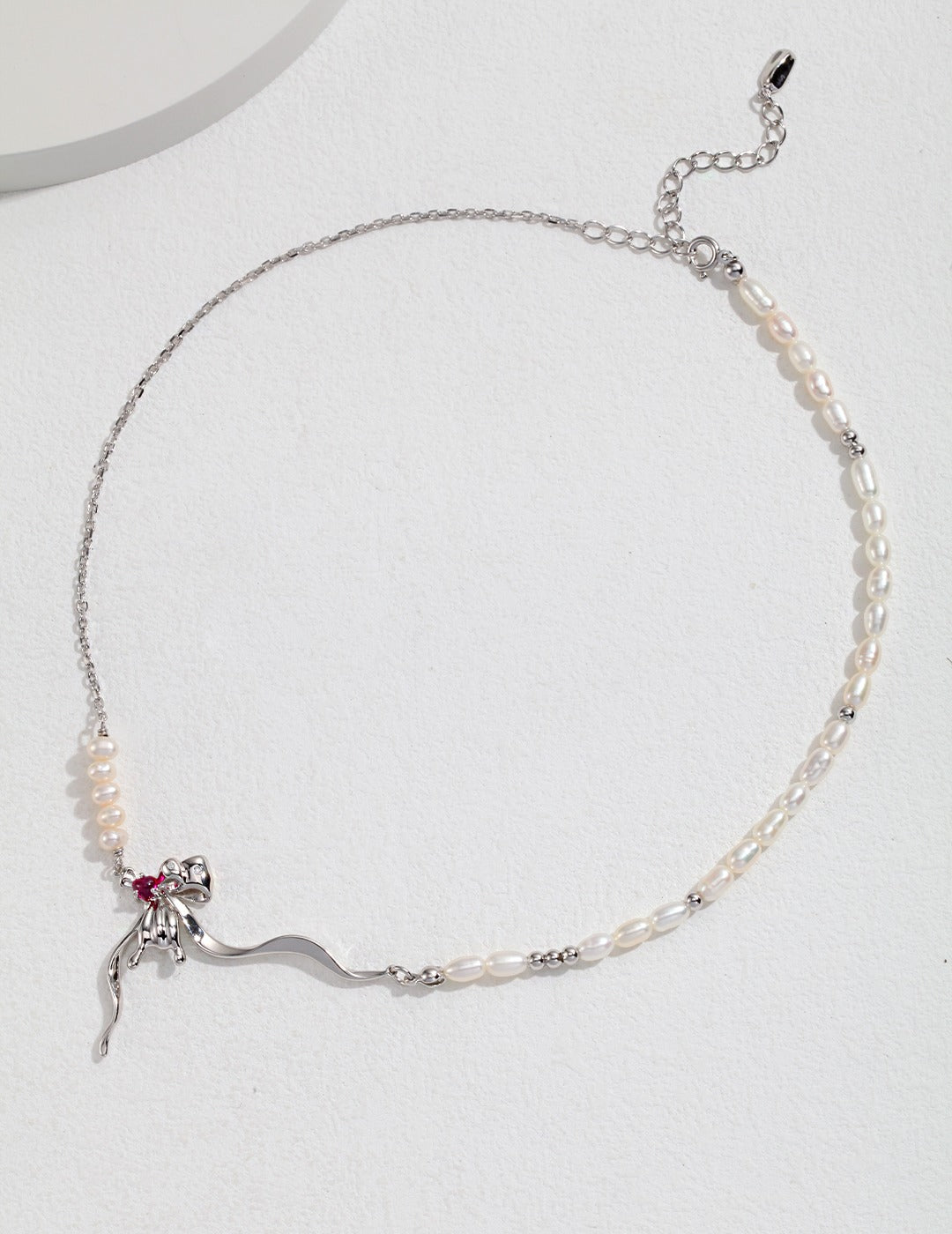 BOW SERIES STERLING SILVER PEARL NECKLACE