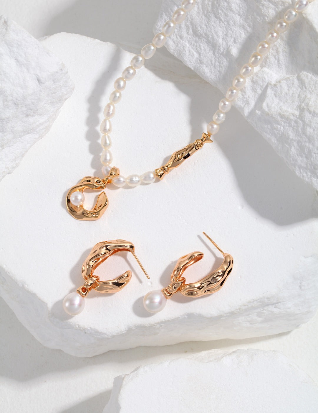 NATURAL PEARL STERLING SILVER SILK SCARF SERIES NECKLACE