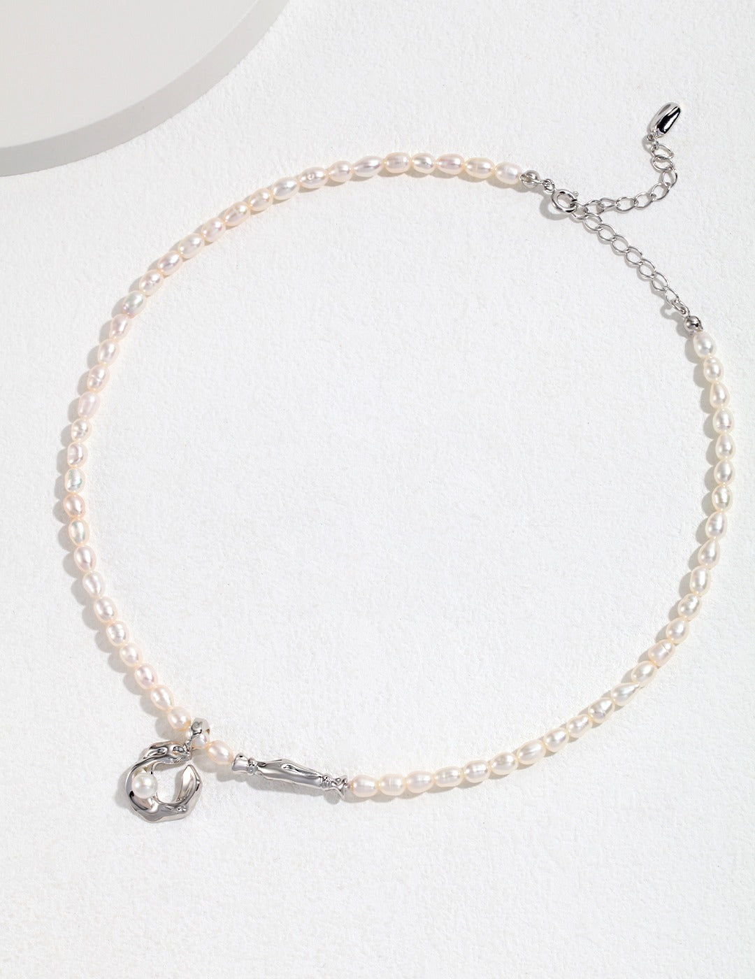 NATURAL PEARL STERLING SILVER SILK SCARF SERIES NECKLACE