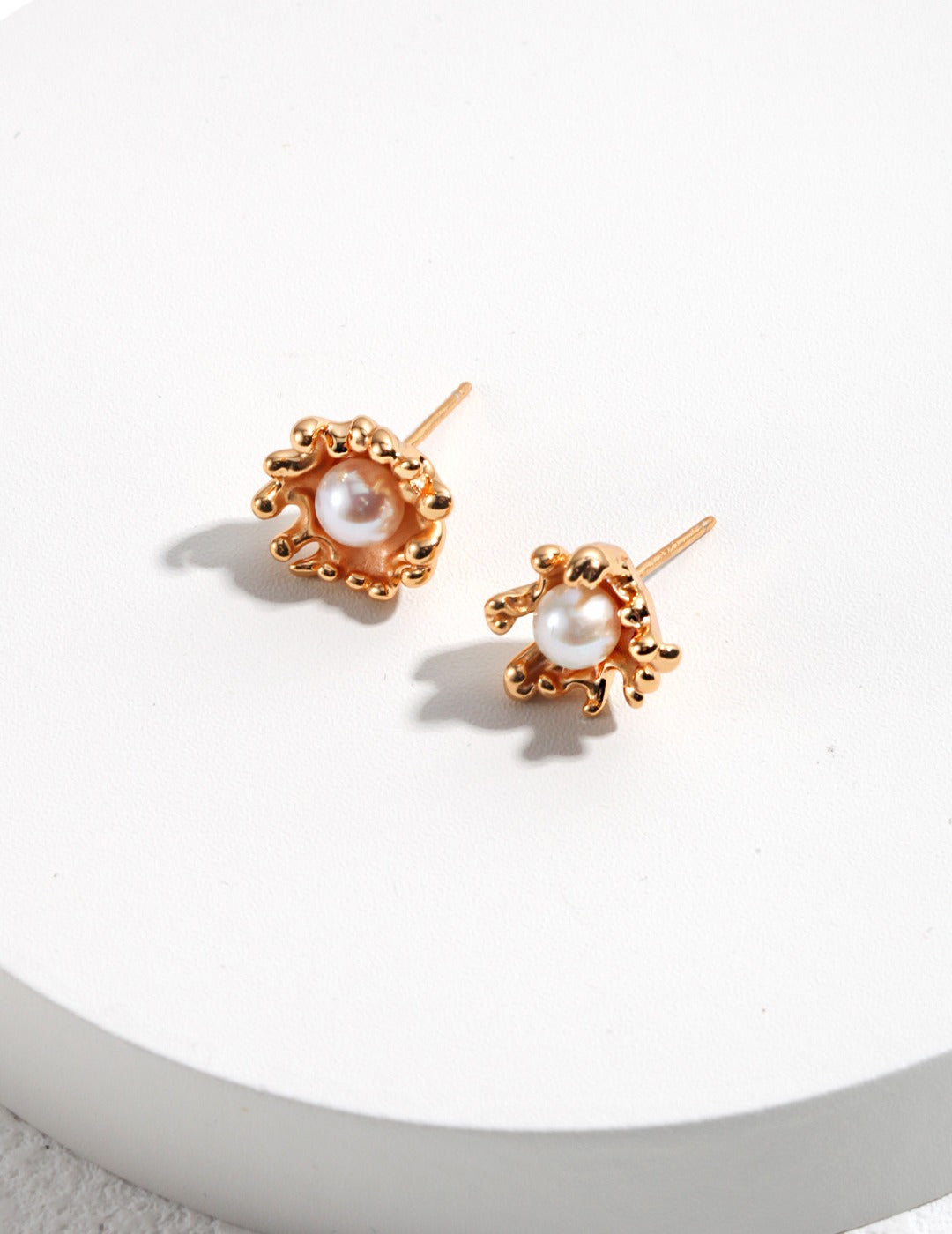 WAVE ELEMENT SERIES STERLING SILVER PEARL EARRINGS