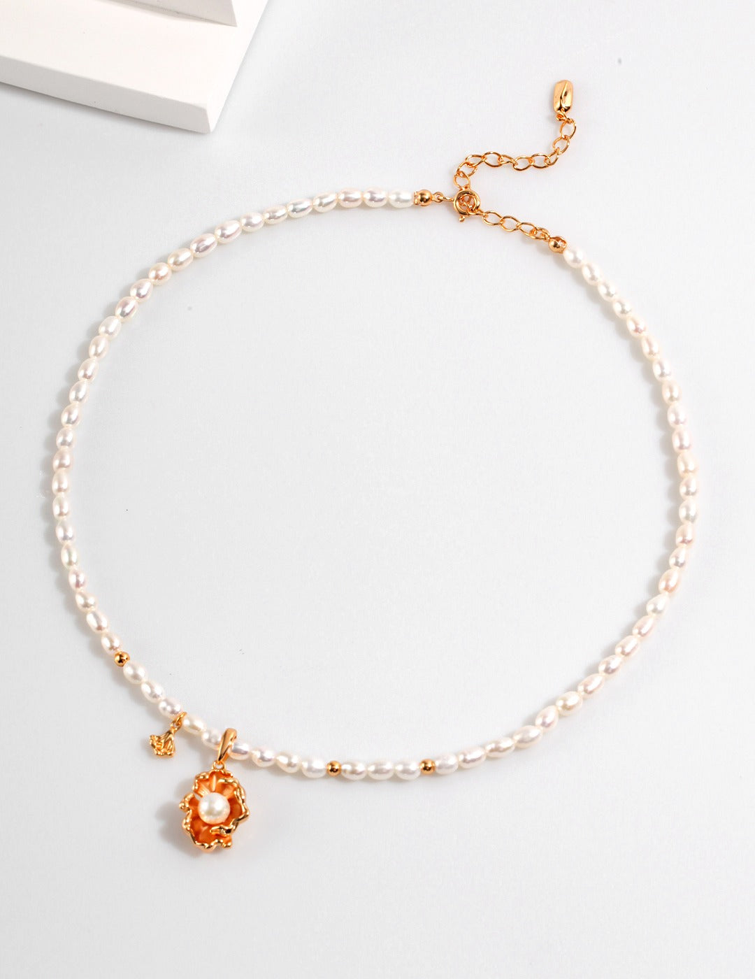 WAVE ELEMENT DESIGN SERIES STERLING SILVER PEARL NECKLACE