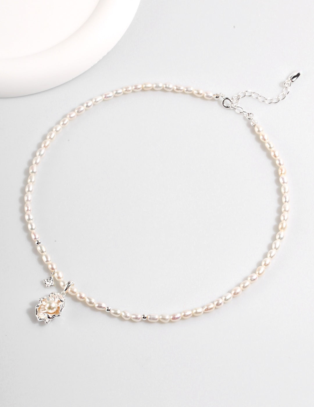 WAVE ELEMENT DESIGN SERIES STERLING SILVER PEARL NECKLACE