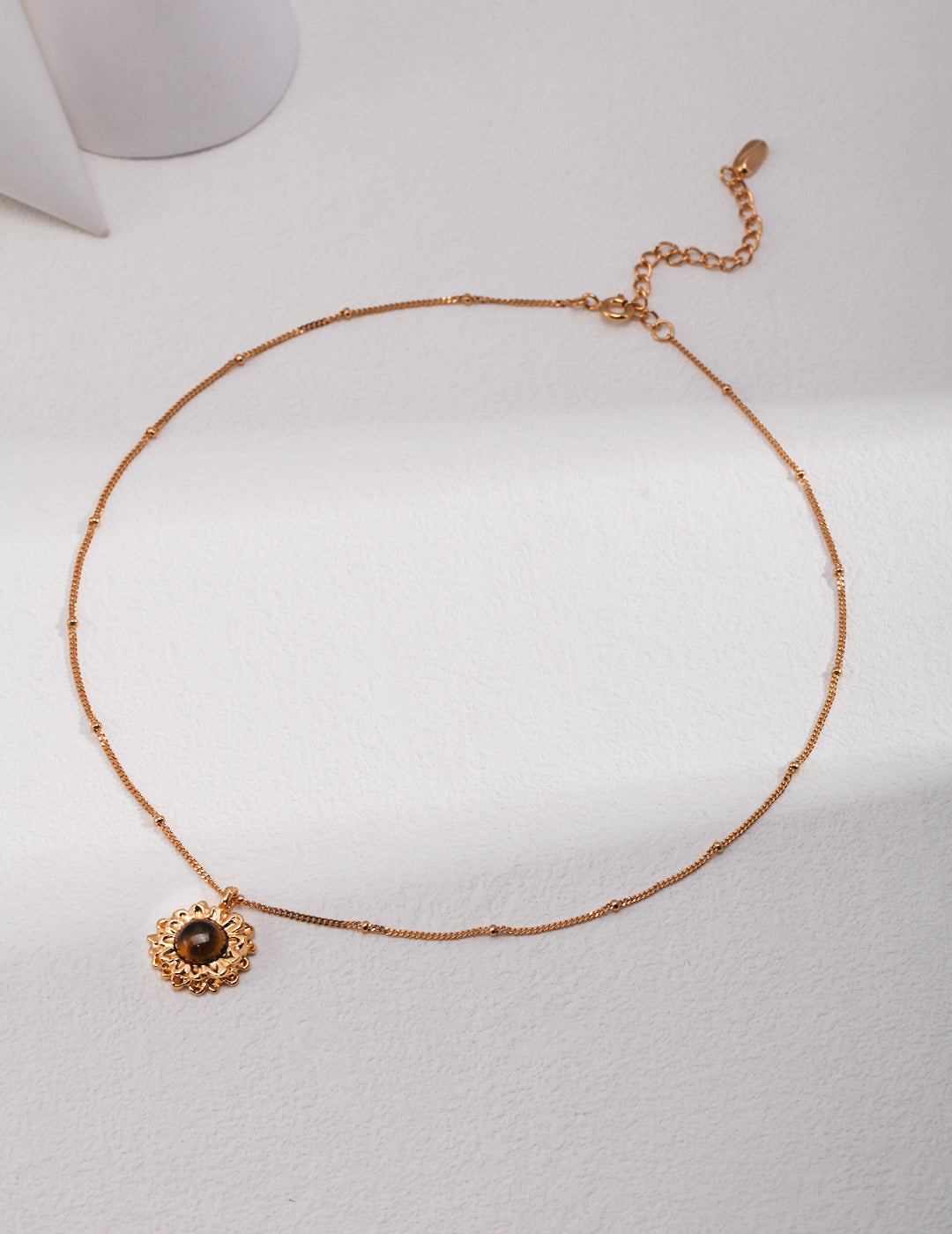 STERLING SILVER TIGER EYE PENDANT NECKLACE
