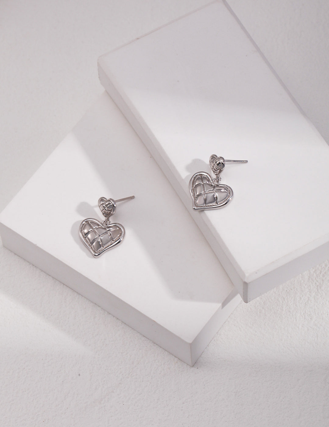 STERLING SILVER DOUBLE LOVE DROP EARRINGS