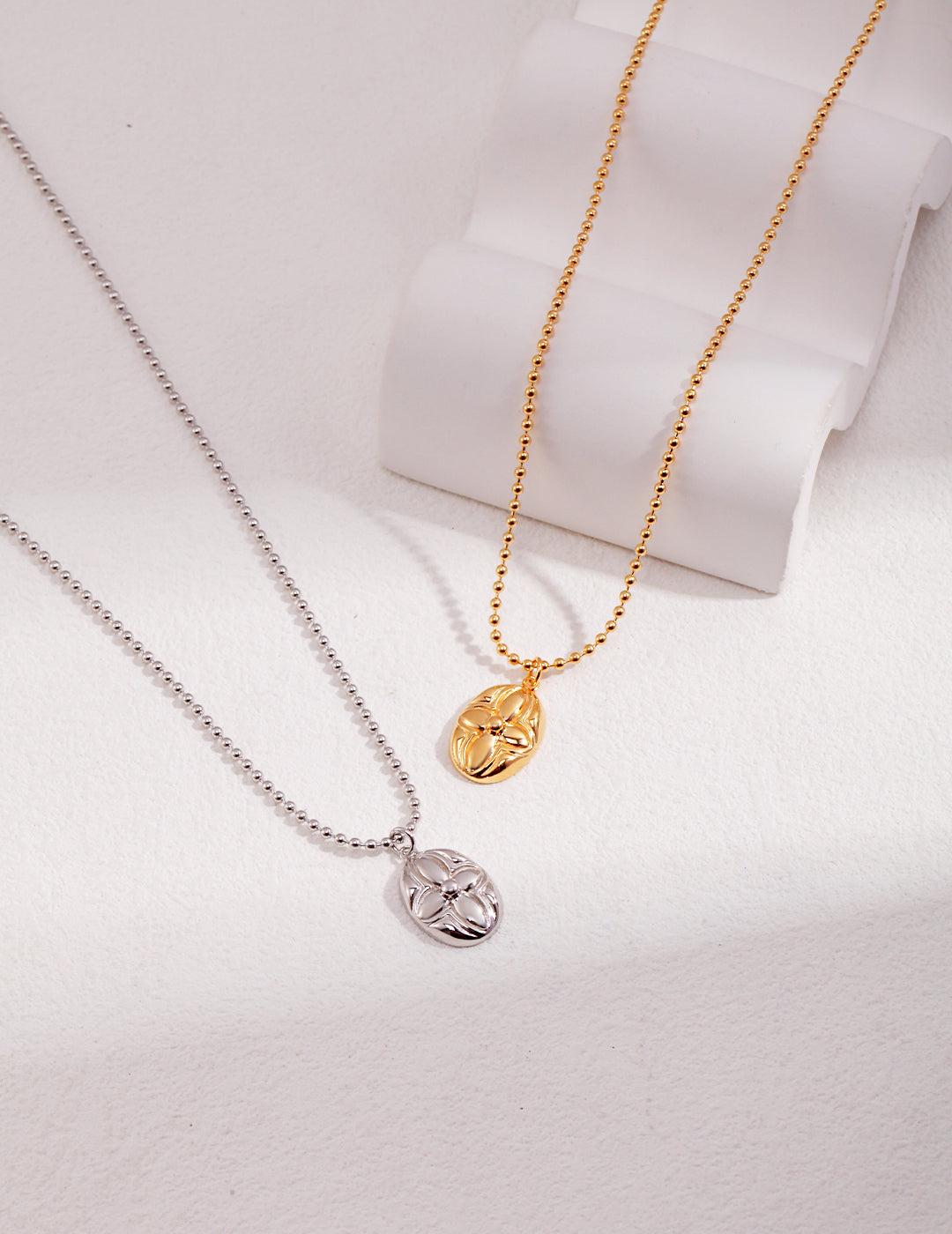 STERLING SILVER FLOWER COIN NECKLACE