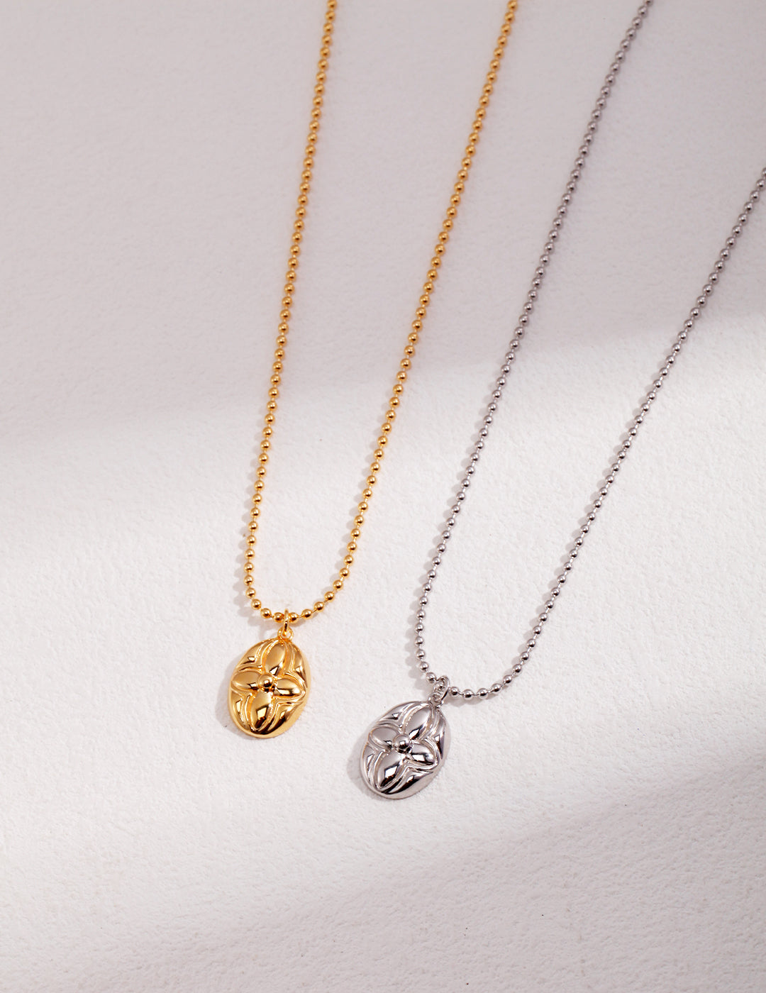 STERLING SILVER FLOWER COIN NECKLACE