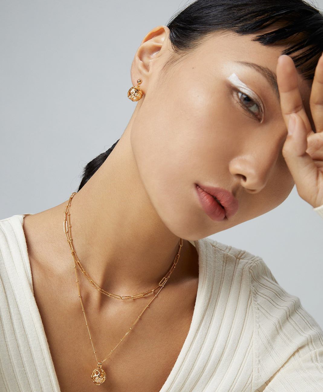 FLUID LANTERN SERIES STERLING SILVER LONG NECKLACE